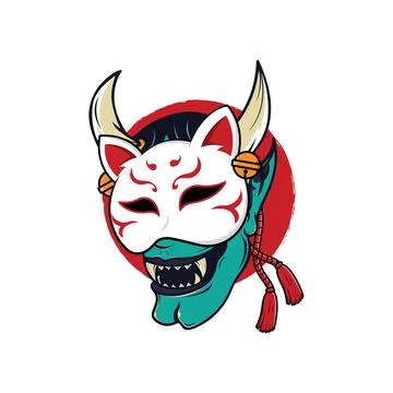 Oni japanese devil mask 스톡 일러스트