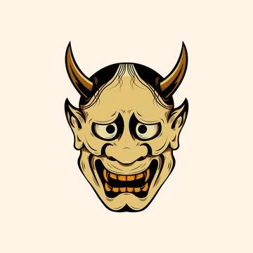 Oni japanese devil mask 스톡 일러스트