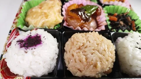 Onigiri bento close up rotating Stock-Footage 316505909