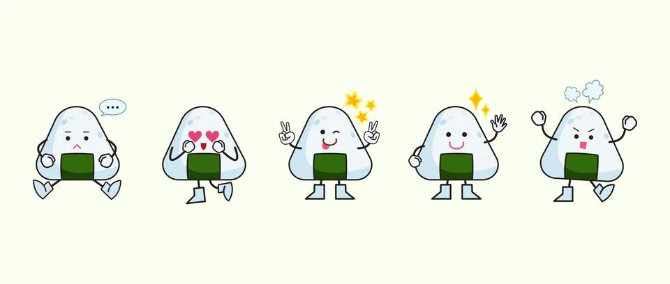 Onigiri character set bundle Stock Illustration