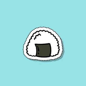 Onigiri doodle icon, vector sticker illustration Stock Illustration