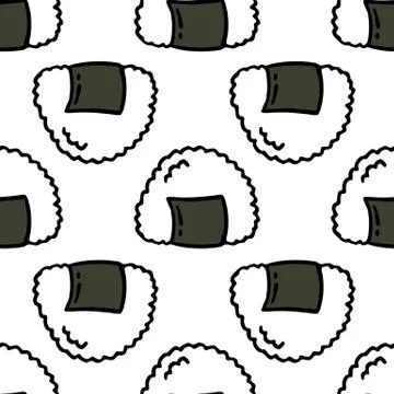 Onigiri seamless doodle pattern, vector illustration Stock Illustration