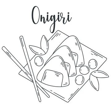 Onigiri in shape of triangles clip art sketch Stock Illustration