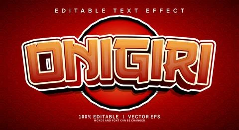 Onigiri vector text effect with modern style design Stock Illustration