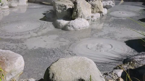 Oniishibozu Jigoku Mud Pools, Boiling From Geothermal Heat Stock Footage 315149366