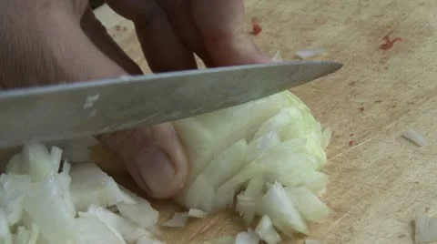 Onion and kitchen knife 스톡 동영상 12449777
