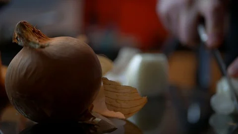 Onion being chopped Stock Footage 101891029