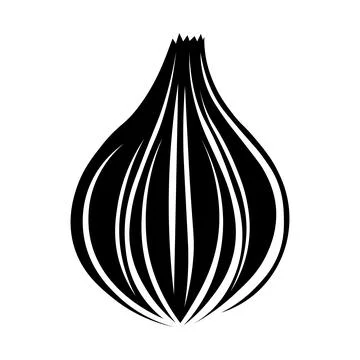 Onion black vector icon on white background Stock Illustration