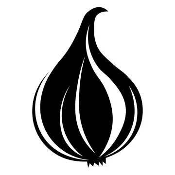 Onion black vector icon on white background Stock Illustration