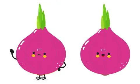 Onion character. Vector hand drawn cartoon kawaii character illustration ic.. Stock Illustration