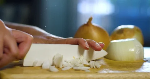 Onion Chop by Chef 4K Pro Res Stock Footage 85836150