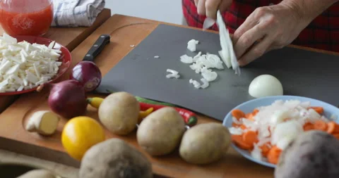 Onion chopped on cutting board Stock Footage 146245625