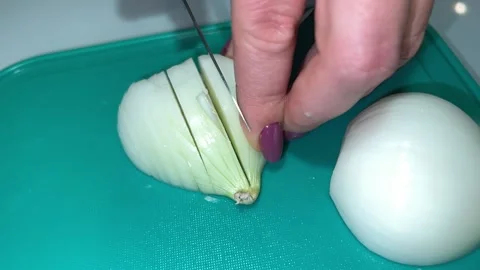 Onion is cut into slices Stock Footage 221271260