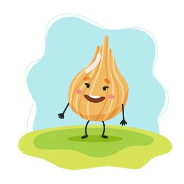 Onion cute character, vector illustration for kids in cartoon style Stock Illustration