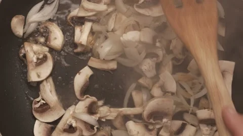 Onion Cutting Cooking Process Top View Kitchen Stock Footage 143110219