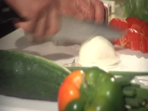 Onion diced on cutting board, static Video stock 26190367