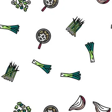 Onion Fresh Vitamin Vegetable Vector Seamless Pattern Illustrazione stock