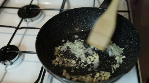 Onion frying Stock Footage 58161321