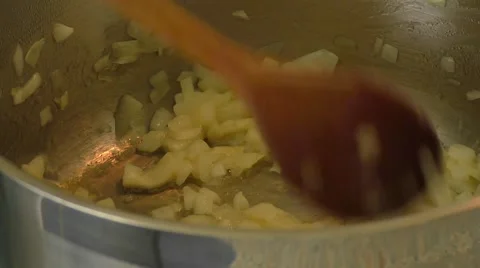 Onion frying in a pan Stock-Footage 52292639