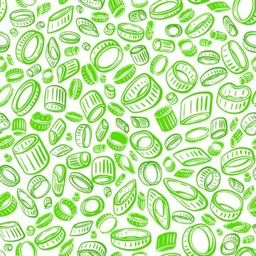 Onion green leaves, ring. Vector seamless pattern Illustrazione stock