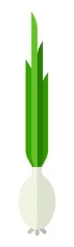 Onion with green sprouts vector icon flat Stock Illustration