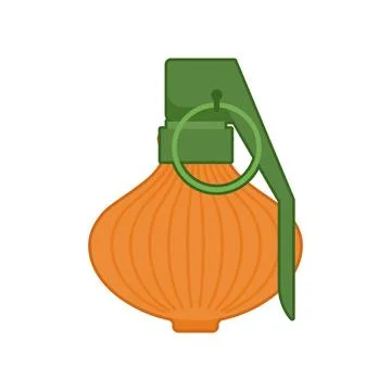Onion grenade. Vegetable explosion. Onion explosive. Stock Illustration