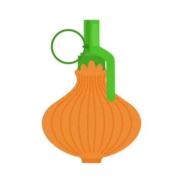 Onion grenade. Vegetable explosion. Onion explosive. Stock Illustration