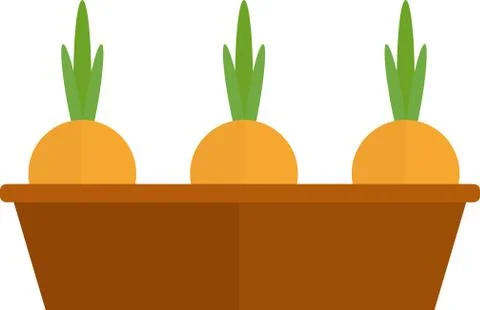 Onion in ground pot icon. Flat illustration of onion in ground pot vector icon Stock Illustration