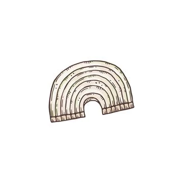 Onion half cut slice engraved hand drawn sketch vector illustration isolated. Stock Illustration