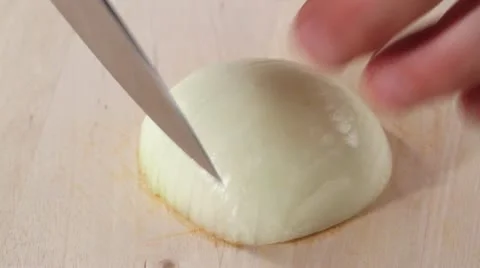The onion halves being finely diced Stock Footage 24673216