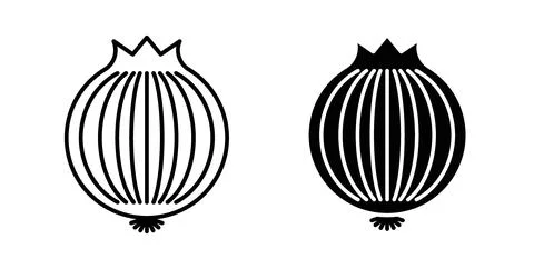 Onion icon in black and white. vector icon pack for websites Stock Illustration