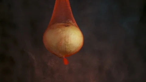 Onion in a net Stock Footage 112592117