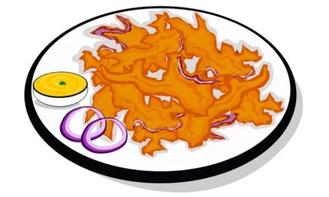 Onion Pakora indian snacks Vector Stock Illustration