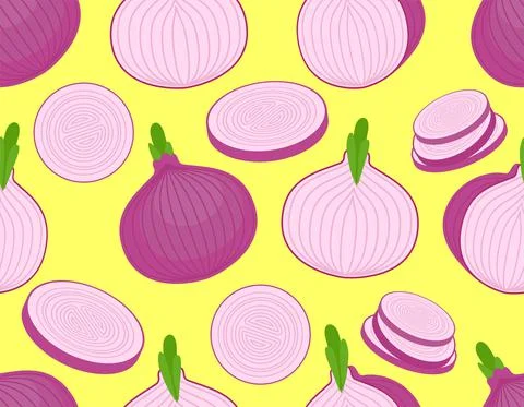 Onion pattern seamless. Bulb and slice background. Vegetable texture Stock Illustration