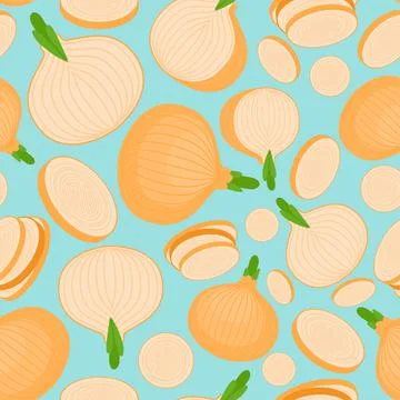 Onion pattern seamless. Bulb and slice background. Vegetable texture Illustrazione stock