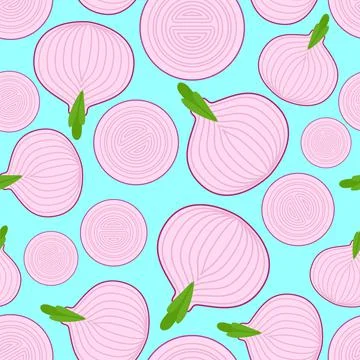 Onion pattern seamless. Bulb and slice background. Vegetable texture Stock Illustration