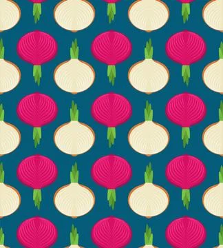 Onion pattern seamless. Onion bulb slice background. Vegetable texture Stock Illustration