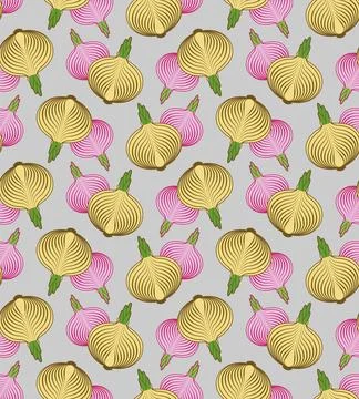 Onion pattern seamless. Onion bulb slice background. Vegetable texture Stock Illustration