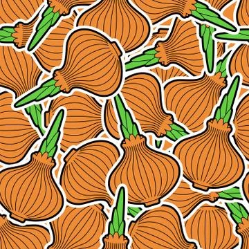 Onion pattern seamless. Vegetable background. Food vector texture Stock Illustration