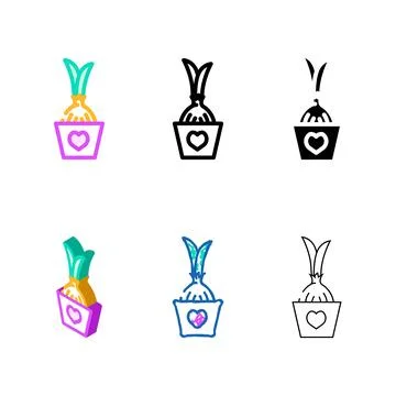 Onion pot forms growing color icon vector Stock Illustration