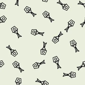 Onion pot growing line vector seamless pattern Stock Illustration