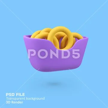 Onion Ring Snack isolated 3d render icon illustration PSD 模板