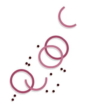 Onion rings and peppercorns vector flat isolated Stock Illustration