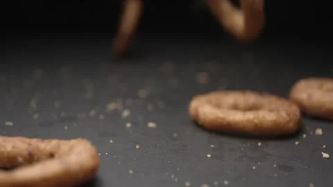 Onion rings close up slow motion studio, tasty fast food Vidéo 144801460