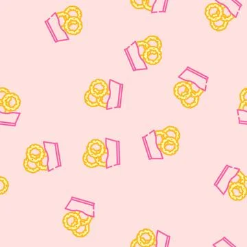 Onion rings fast food vector seamless pattern Stock Illustration