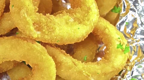 Onion rings (loopable) Video stock 42753357