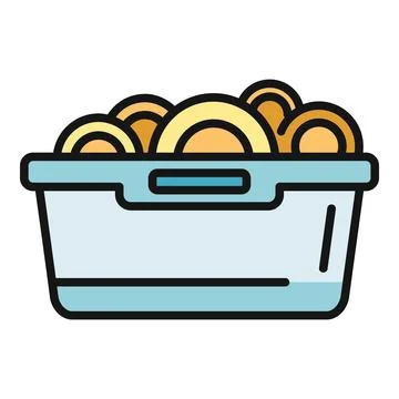 Onion rings in a rectangular takeaway container Stock Illustration