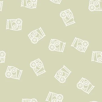 Onion rings snack line vector seamless pattern Stock Illustration