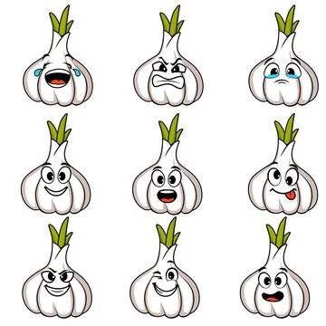 Onion set cartoon vector expression Stock Illustration