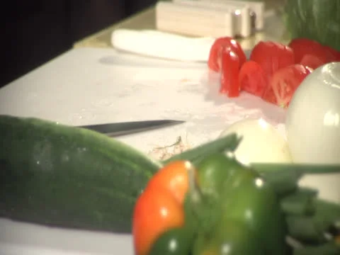 Onion sliced at cutting board, static Stock Footage 26190553